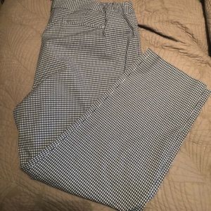 Blue and white gingham cropped pants